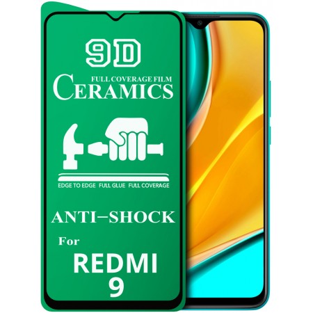 Защитное стекло Ceramics 9D Full Glue Xiaomi Redmi 9 (черный)