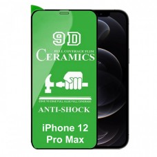 Защитное стекло Ceramics 9D Full Glue iPhone 12 Pro Max (6,7) (черный)