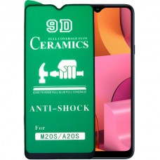 Защитное стекло Ceramics 9D Full Glue Samsung A20S (A207) (черный)