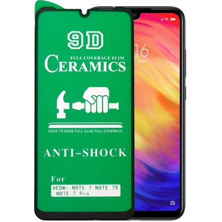 Защитное стекло Ceramics 9D Full Glue Xiaomi Redmi Note 7/7S/7 Pro (черный)