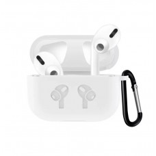 Чехол силиконовый для Apple AirPods Pro с карабином белый