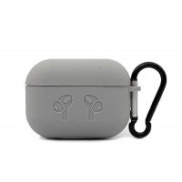 Чехол силиконовый для Apple AirPods Pro с карабином серый