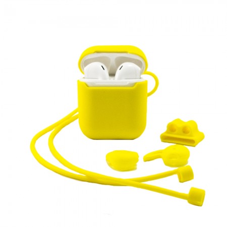Чехол силиконовый XO для Apple AirPods 4in1 желтый