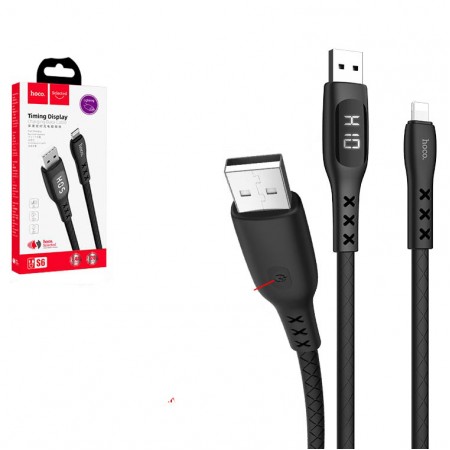 USB кабель Hoco S6 "Sentinel" Lightning с таймером и дисплеем 1.2m черный