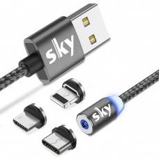 Магнитный кабель SKY 3в1 (R) для зарядки (100 см) Grey