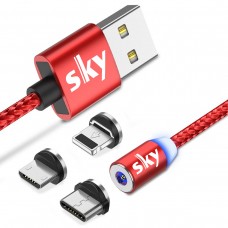 Магнитный кабель SKY 3в1 (R) для зарядки (200 см) Red