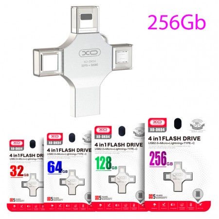 USB Флешка XO DK04 4in1 USB 2.0 256Gb серебристый