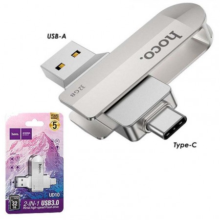 USB Флешка Hoco UD10 2in1 USB 3.0 Type-C 32GB серебристый