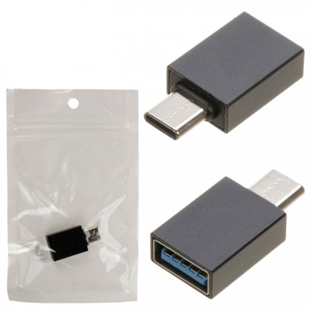 Переходник TU006 Metal USB 3.0 OTG - Type-C черный