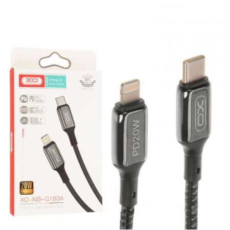 USB Кабель XO NB-Q180A Type-C - Lightning 1m черный