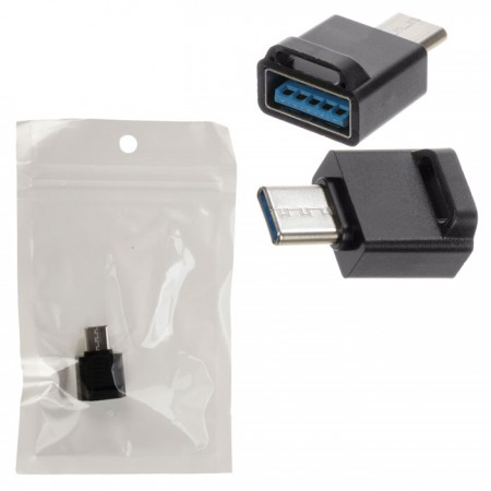 Переходник TU007 Metal USB 3.0 OTG - Type-C черный