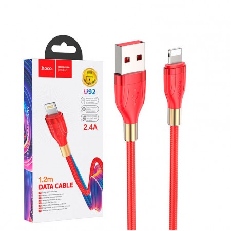 USB кабель Hoco U92 "Gold collar" Lightning 1.2m красный