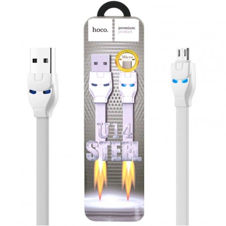 USB кабель Hoco U14 ″Steel″ micro USB 1.2m белый
