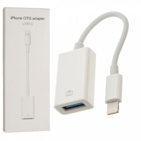 Переходник USB 3.0 OTG - Lightning белый