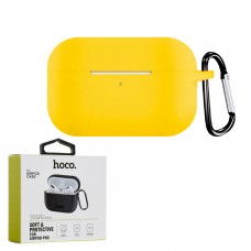 Чехол силиконовый Hoco для Apple AirPods Pro с карабином желтый