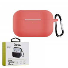 Чехол силиконовый Hoco для Apple AirPods Pro с карабином розовый