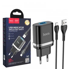 Сетевое зарядное устройство Hoco N1 1USB 2.4A micro-USB black