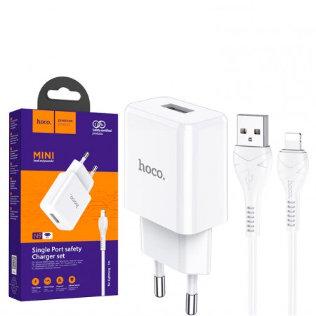 Сетевое зарядное устройство Hoco N9 1USB 2.1A Lightning white