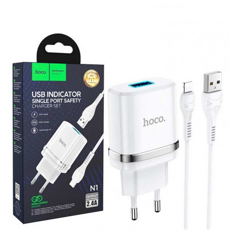 Сетевое зарядное устройство Hoco N1 1USB 2.4A Lightning white