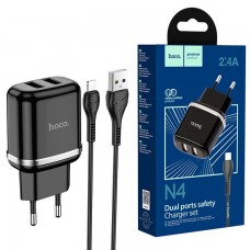 Сетевое зарядное устройство Hoco N4 2USB 2.4A Lightning black