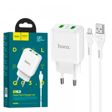 Сетевое зарядное устройство Hoco N6 QC3.0 2USB 3.0A micro-USB white
