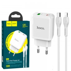 Сетевое зарядное устройство Hoco N5 PD 20W QC3.0 1USB 3.0A Type-C - Lightning white