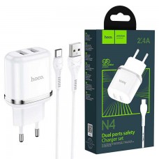 Сетевое зарядное устройство Hoco N4 2USB 2.4A Type-C white