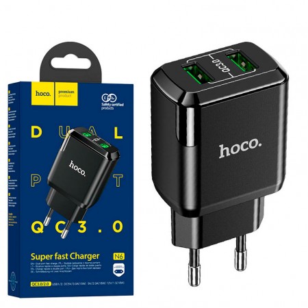 Сетевое зарядное устройство Hoco N6 QC3.0 2USB 3.0A black