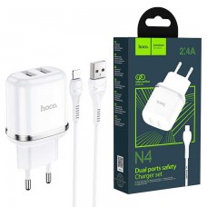 Сетевое зарядное устройство Hoco N4 2USB 2.4A Lightning white