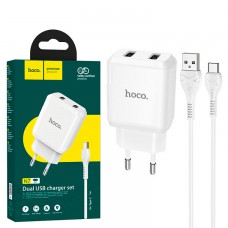 Сетевое зарядное устройство Hoco N7 2USB 2.1A Type-C white