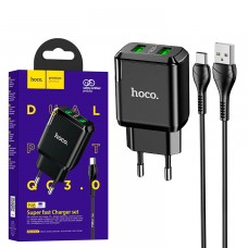Сетевое зарядное устройство Hoco N6 QC3.0 2USB 3.0A Type-C black