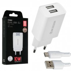 Сетевое зарядное устройство WK WP-U119m 2USB 2A micro USB white