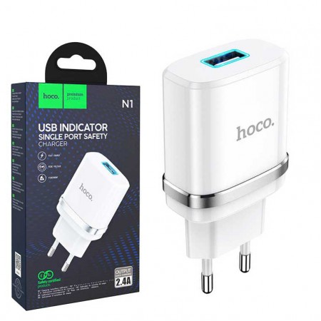 Сетевое зарядное устройство Hoco N1 1USB 2.4A white