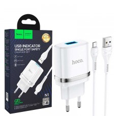 Сетевое зарядное устройство Hoco N1 1USB 2.4A micro-USB white