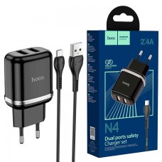 Сетевое зарядное устройство Hoco N4 2USB 2.4A micro-USB black