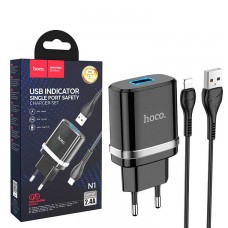 Сетевое зарядное устройство Hoco N1 1USB 2.4A Lightning black