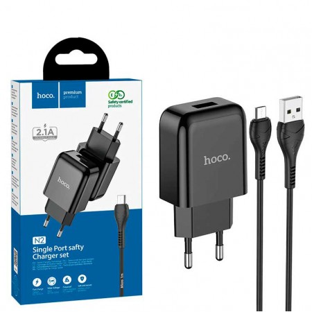 Сетевое зарядное устройство Hoco N2 1USB 2.1A micro-USB black