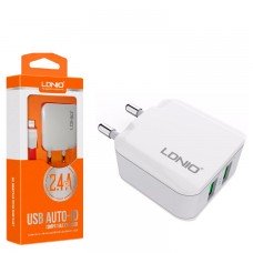 Сетевое зарядное устройство LDNIO A2201 2USB 2.4A Lightning white