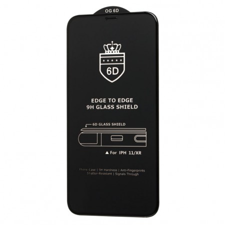 Защитное стекло 6D OG Crown Huawei Y7 2019, Y7 Pro 2019 black тех.пакет