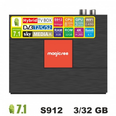 Android TV/T2/C/S2 приставка SKY (Magicsee C400 Plus) 3/32 GB