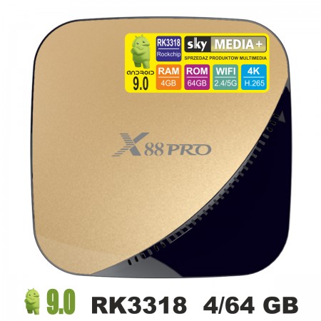 Android TV приставка SKY (X88 pro) 4/64 GB Gold