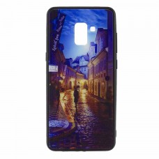 Чехол накладка Glass Case New Samsung A8 Plus 2018 A730 переулок