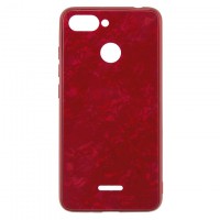 Чехол накладка Glass Case Мрамор Xiaomi Redmi 6 красный