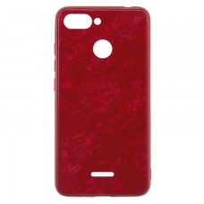 Чехол накладка Glass Case Мрамор Xiaomi Redmi 6 красный