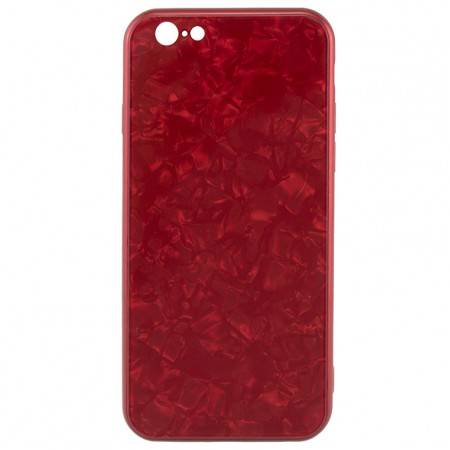 Чехол накладка Glass Case Мрамор Apple iPhone 6, 6S красный