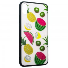 Чехол накладка Glass Case Apple iPhone XS Max Fruits