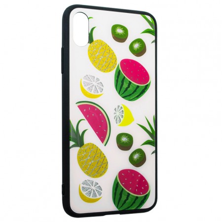 Чехол накладка Glass Case Apple iPhone XS Max Fruits