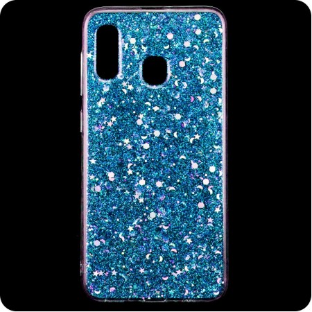 Чехол силиконовый Конфетти Samsung A40 2019 A405 голубой