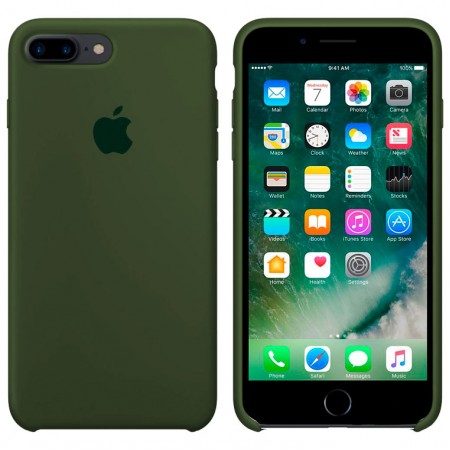 Чехол Silicone Case Apple iPhone 7 Plus, 8 Plus темно-зеленый 45