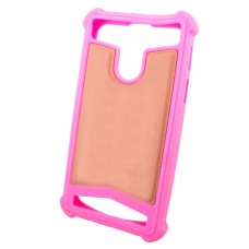 Универсальный чехол-накладка силикон-кожа 3.5-4.0″ розовый